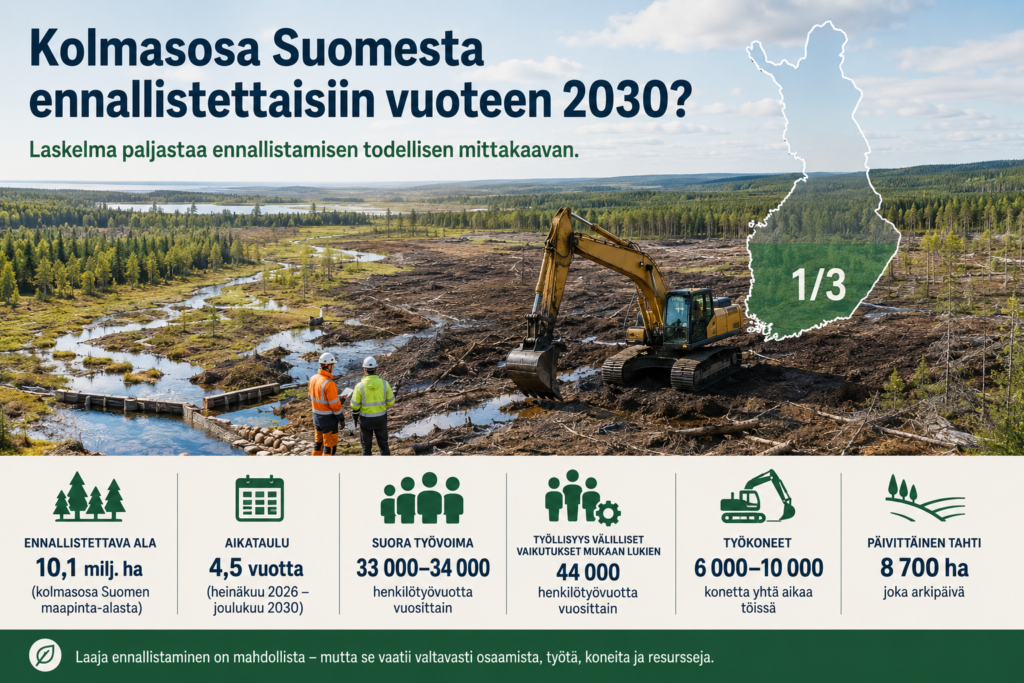 Ennallistamistavoitteen toteuttamisen luvut ovat hurjia, eivätkö realistisesti toteutettavissa.